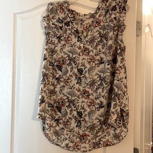 Loft. Size L. Multi color. Ruffle sleeve. Gold buttons for great detail.